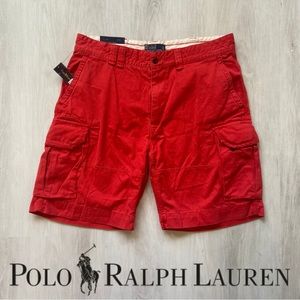 Polo Ralph Lauren Men’s Shorts, 10.5” Classic Gellar Cargos, Washed Red, Size 38